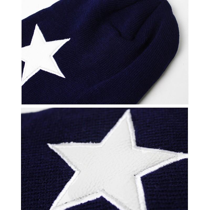 全8色】 ニット帽 星ワッペン付ニットキャップ スター 男女兼用