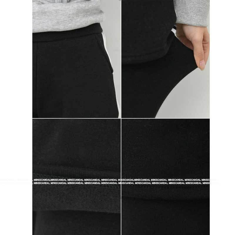 パンツ付レギンス あったか裏起毛 ライン入り ショートパンツ レギンス