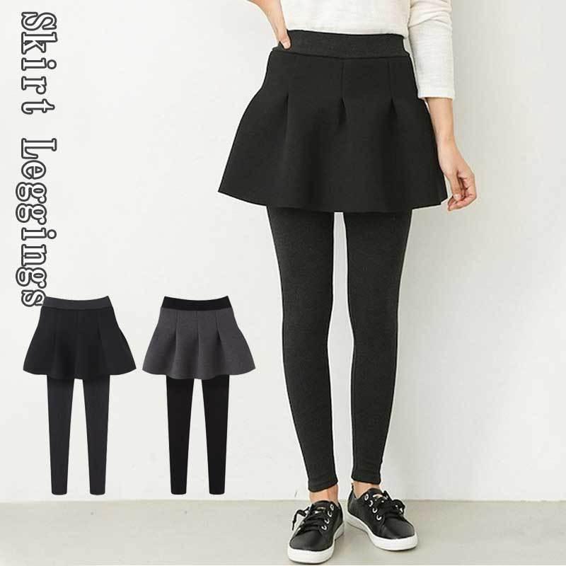 スカート付レギンス ネオプレン ギャザー Aライン フレア スカッツ