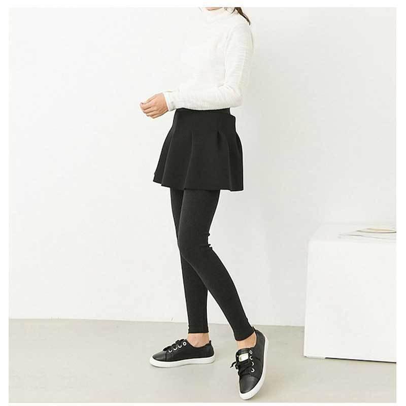 スカート付レギンス ネオプレン ギャザー Aライン フレア スカッツ