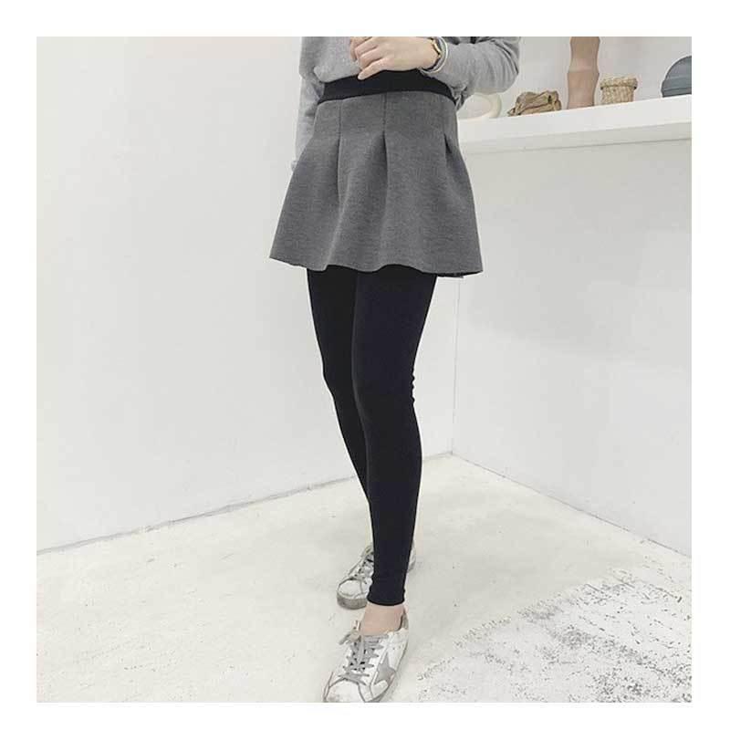 スカート付レギンス ネオプレン ギャザー Aライン フレア スカッツ
