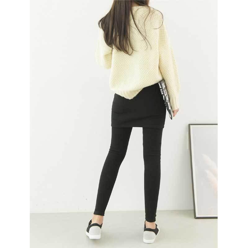 裏起毛 スカート付レギンス あったか シンプル スカート レギンス