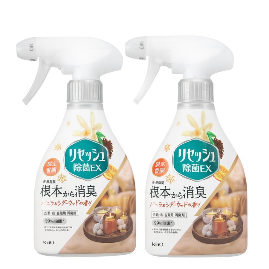 【2本セット】 リセッシュ除菌EX バニラ&amp;シダーウッド 本体 370ml 消臭スプレー 2個組 花王 リラックス 部屋用 寝具 衣類 除菌スプレー（Yahoo!・MINKYーSHOP）