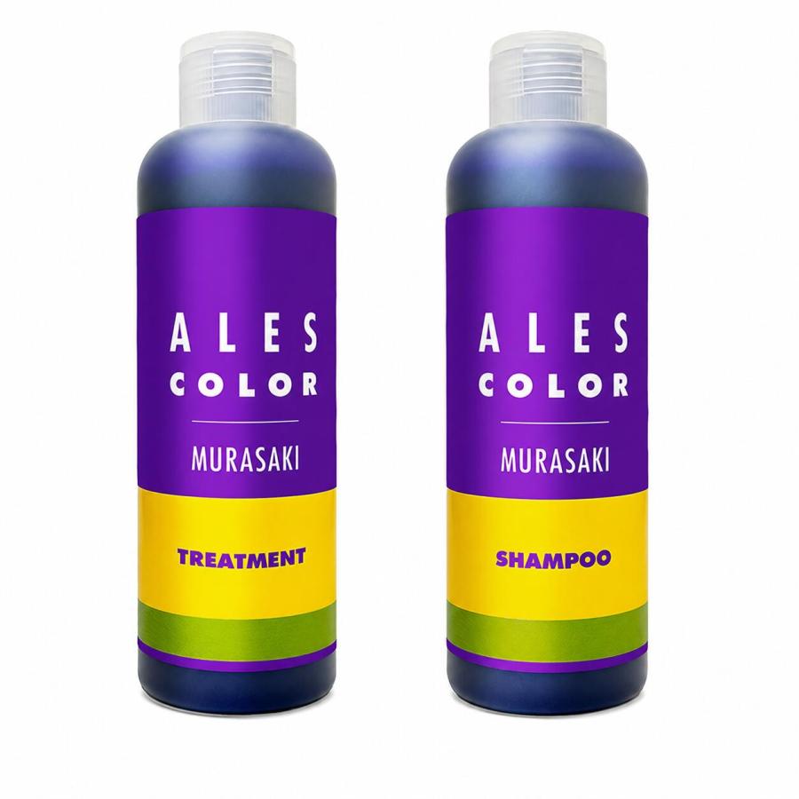 アレスカラー ムラサキシャンプー 200ml ＆ トリートメント 200g セット ムラシャン ムラトリ 紫 黄ばみ消し カラーケア 艶 正規品 送料無料 | アレス | 01