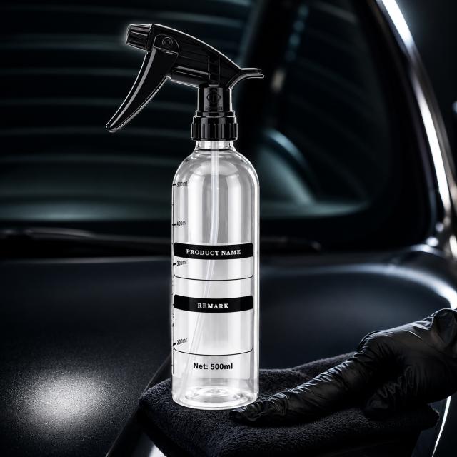 洗車 希釈用スプレーボトル 3個セット 500ml 透明 目盛り付き 耐薬品