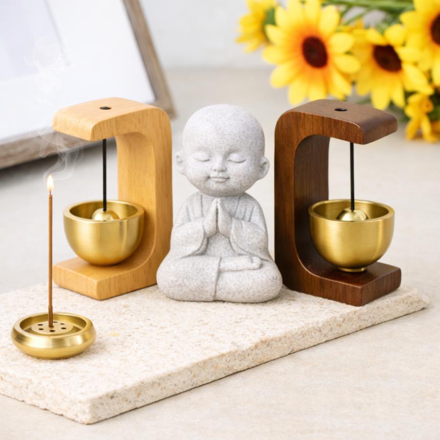 【仏具・浄化・ペット供養】SENRIN センリン　おりん・空間浄化 仏具 おりん セット ミニおりん りん 線香立て付き ペット用仏具 仏壇