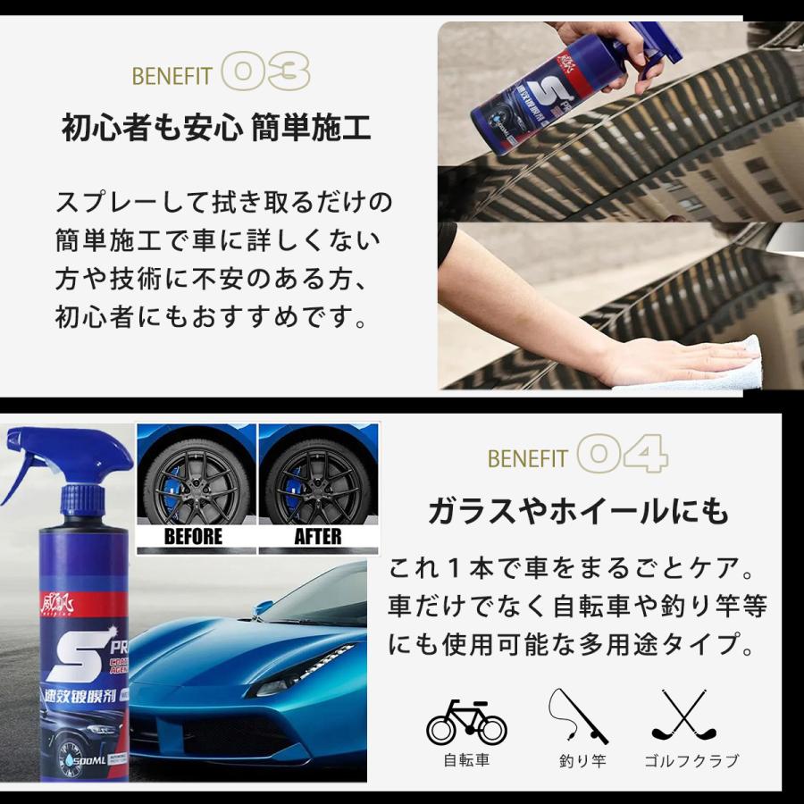 車用ナノコーティング剤 コスパ最強 大容量500ml クロス付き 洗車