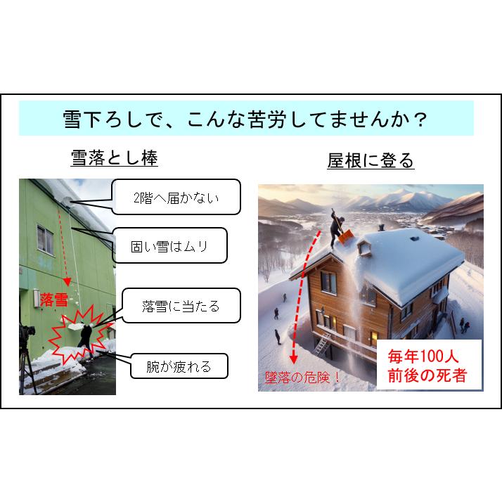 雪庇落とし【ナイアガラカット・店舗用/ロープ60m 】滝の様に雪を落とす！間口が約25m程度の店舗向け |  | 01