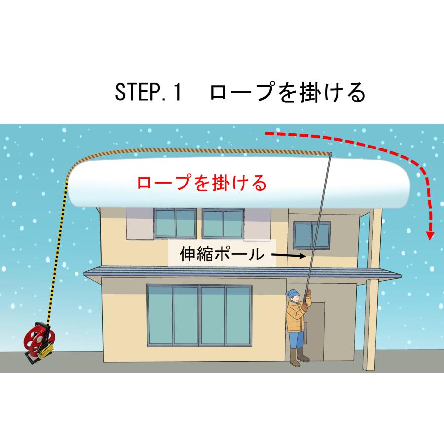 雪庇落とし【ナイアガラカット・店舗用/ロープ60m 】滝の様に雪を落とす！間口が約25m程度の店舗向け |  | 04