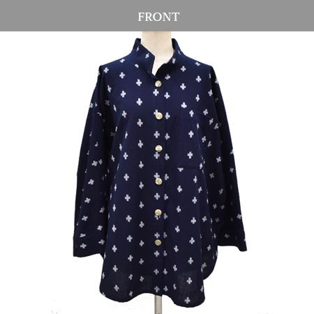 SALE】久留米絣 シャツジャケット (ネイビー クロス) KU9740C SALE】久留米絣 シャツジャケット (ネイビー クロス) KU9740C