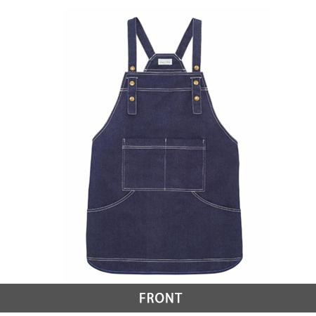 ビブスエプロン FK7189 (男女兼用) デニム調生地 ツイル素材