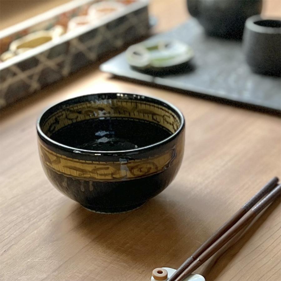 引出黒菊唐草 腰張4.5丼 和食器 小丼・多用碗 業務用 約13.5cm 在庫