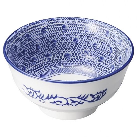 菱紋 6寸 18cm 丼 ５個 新品未使用 送料込み 多用丼 Amazon｜3個セット 中華丼 三色雷紋支那画切立6.8丼 [21.3×7.6cm