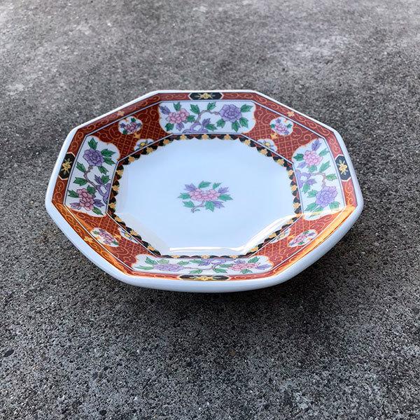 紅花祥 八角皿 中華食器 業務用 日本製 磁器 約18.5cm