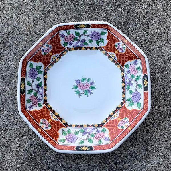 紅花祥 八角皿 中華食器 業務用 日本製 磁器 約18.5cm