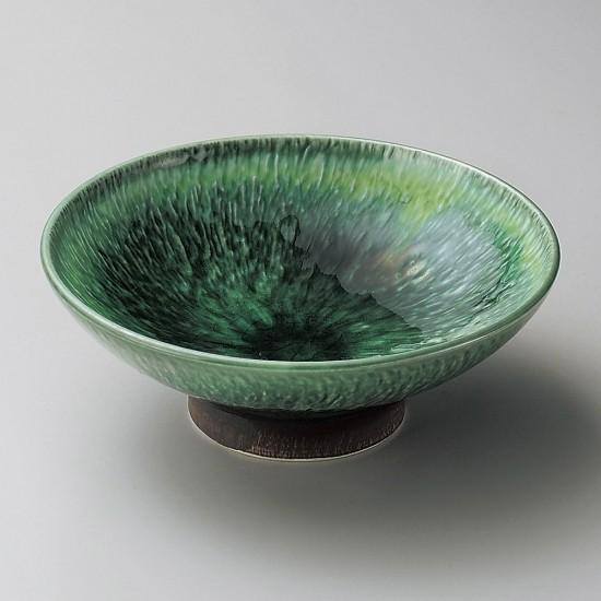 緑釉黄流しとちり高台向付 和食器 刺身鉢・向付 業務用 約16cm 中鉢