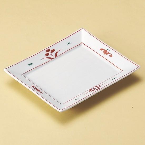 赤絵角皿 和食器 角皿（中） 業務用 約18cm 和食 和風 和皿 高級