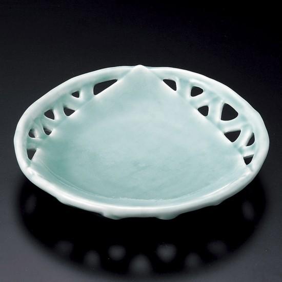 深海青磁かごめ口変皿 和食器 丸皿（中） 業務用 約18.8cm 和食 和風