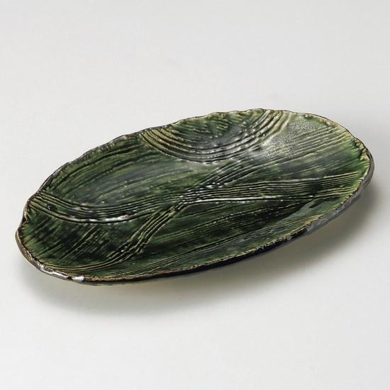 織部櫛目楕円皿 和食器 楕円皿 業務用 約24cm 和食 和風 天ぷら 揚げ物