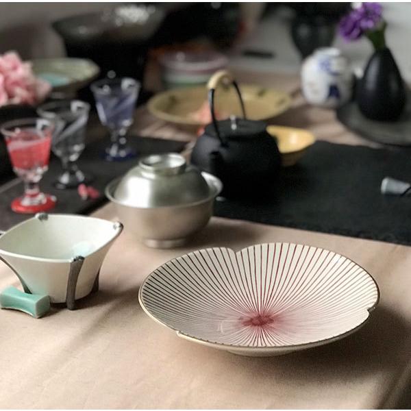 イングレ赤千本十草平鉢 和食器 丸皿（中） 業務用 約20cm 和食 和風
