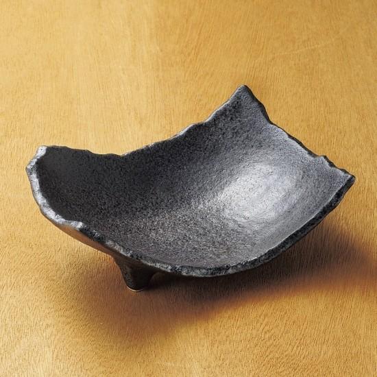 ゆず黒三つ足変形皿 和食器 刺身鉢・向付 業務用 約18.7cm 中鉢