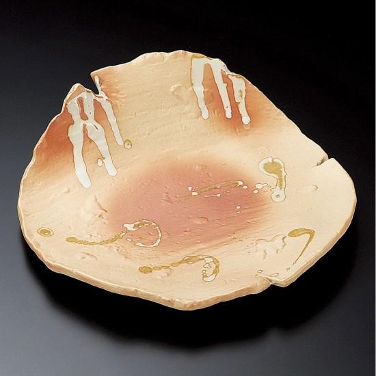 焼〆灰釉流し片上り8.5皿 和食器 変形皿 業務用 約26cm 和食 和風 前菜