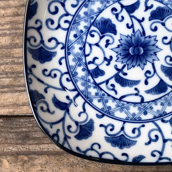 藍彩四角5.0皿 和食器 フルーツ皿・銘々皿・取皿 業務用 約15.2cm 和食