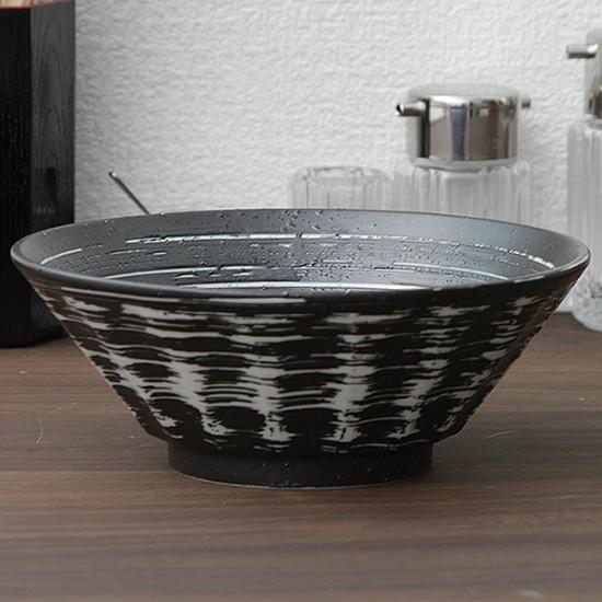 どんぶり　ラーメン鉢　墨黒流し　しのぎ型　 飲食店 業務用 10枚セット しのぎ型備長 6.3ラーメン 中華食器 ラーメン丼 業務用 らーめん丼