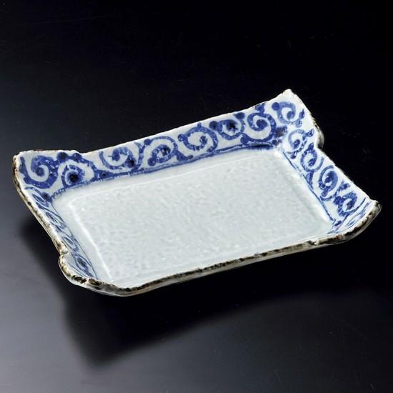 染付タコ唐草長角8.5寸鉢 和食器 長角皿 業務用 約26.5cm 和食 和風 串