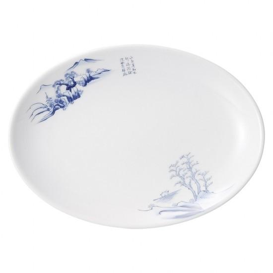 上絵山水 9吋メタプラター 中華食器 プラター（M） 業務用 楕円皿 日本