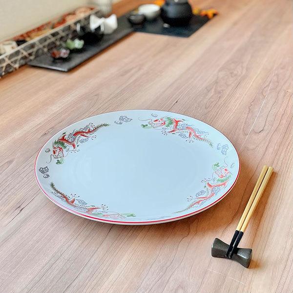 朱渕萬漢龍 12吋丸皿 中華食器 丸皿(L) 業務用 日本製 磁器 約 朱渕萬漢龍 12吋丸皿 中華食器 丸皿(L) 業務用 日本製 磁器 約