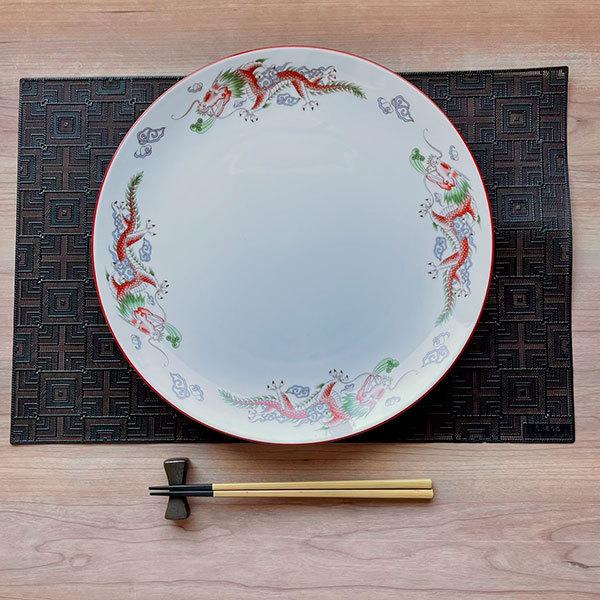 朱渕萬漢龍 12吋丸皿 中華食器 丸皿(L) 業務用 日本製 磁器 約 朱渕萬漢龍 12吋丸皿 中華食器 丸皿(L) 業務用 日本製 磁器 約