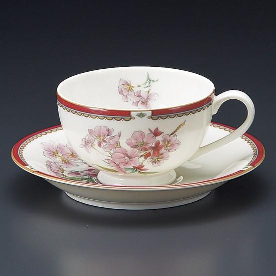 NBサクラ紅茶碗皿 桜 洋食器 カップ＆ソーサー 紅茶 業務用 洋風 高級