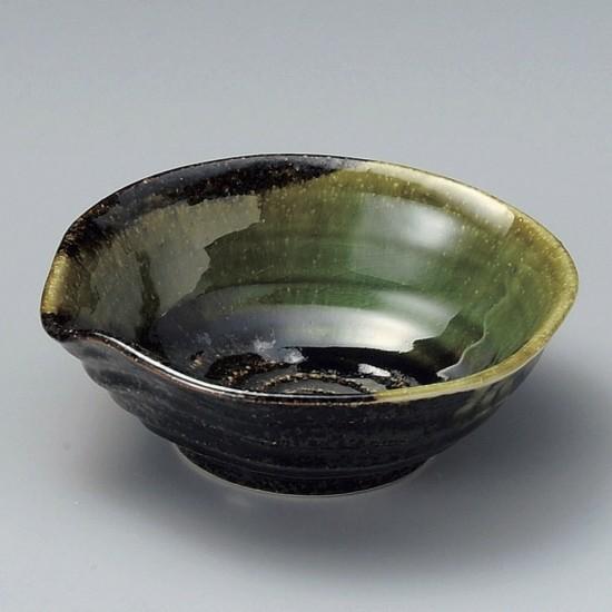 織部 八橋 向付 10客 懐石道具会席和食器陶芸鉢 深山織部片口4.5鉢 和食器 小鉢（大） 業務用 約14.8cm 和食 和風 鉢