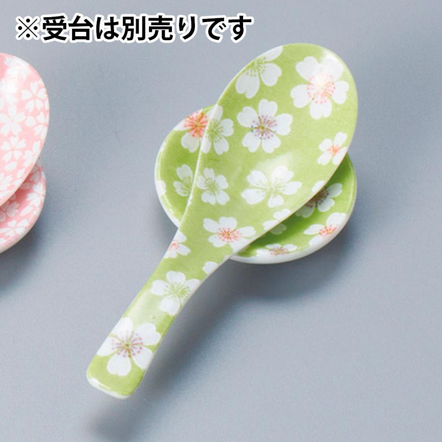 お花見グリーンレンゲ 中華食器 レンゲ 業務用 約13.8cm 磁器製 れんげ