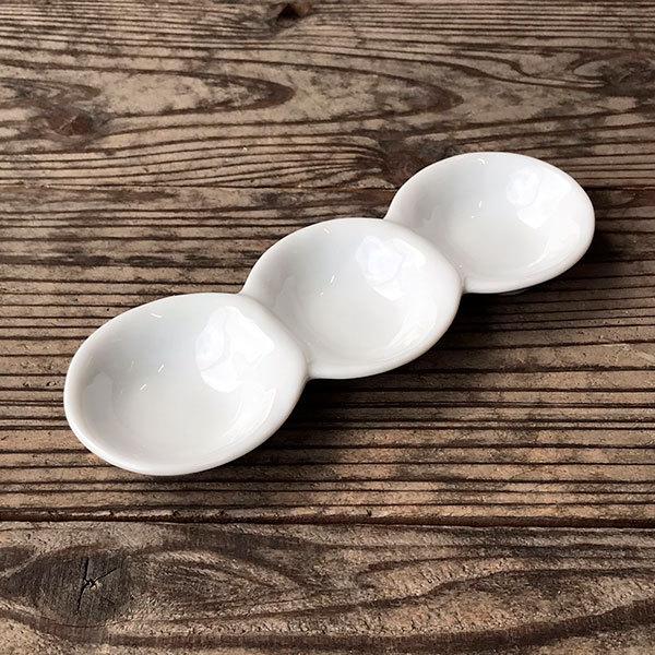 白だんご3連珍味 白い器 洋食器 仕切プレート 業務用 約18cm