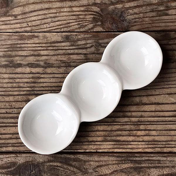 白だんご3連珍味 白い器 洋食器 仕切プレート 業務用 約18cm