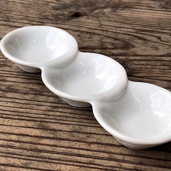 白だんご3連珍味 白い器 洋食器 仕切プレート 業務用 約18cm