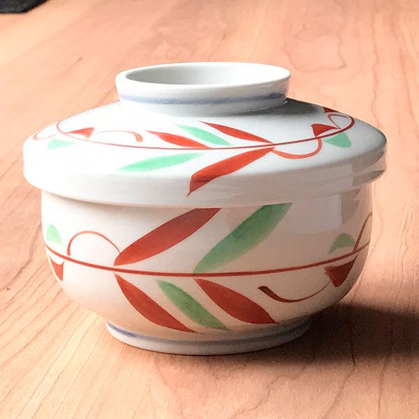 赤絵ツタ花平むし碗 和食器 むし碗 業務用 約350cc 和食 和風 茶碗蒸し