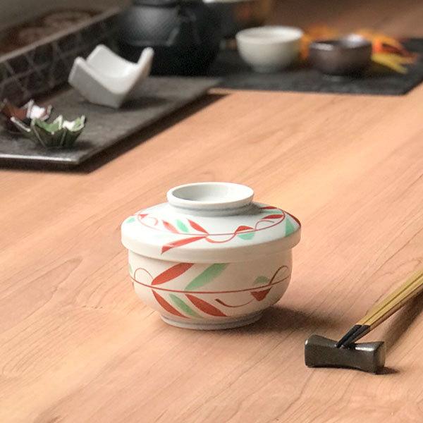 赤絵ツタ花平むし碗 和食器 むし碗 業務用 約350cc 和食 和風 茶碗蒸し
