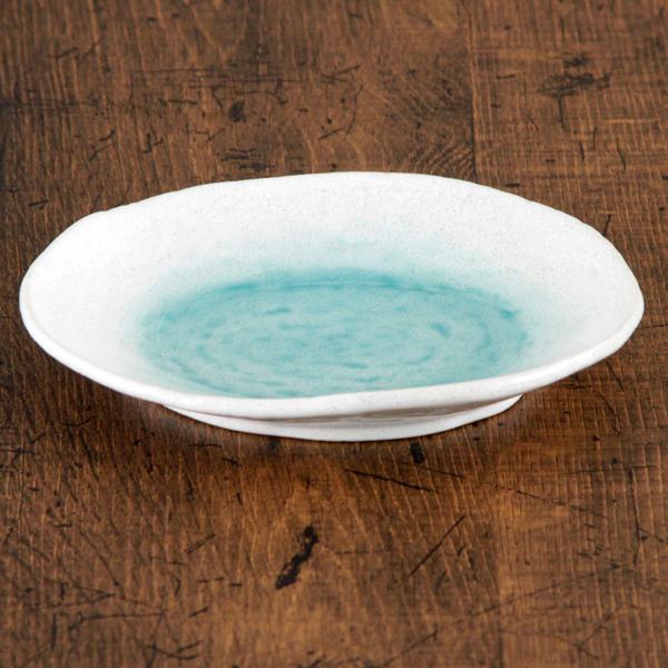 トルコブルー変形取皿 和食器 フルーツ皿・銘々皿・取皿 業務用 約15.7