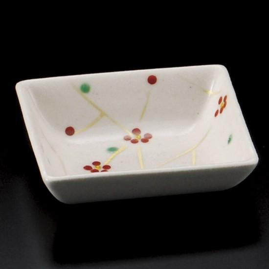 赤絵長角深皿 梅 和食器 小皿 業務用 約8.7cm 和食 和風 漬物 たれ