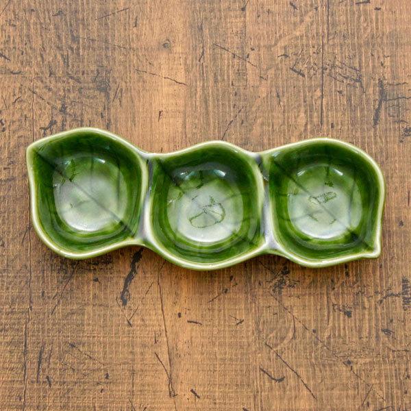 織部木の葉三品盛 和食器 仕切皿（2品皿・3品皿） 業務用 約17.5cm