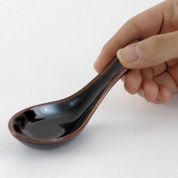 天目掛けレンゲ 中華食器 レンゲ 業務用 約14.5cm 磁器製 黒 れんげ