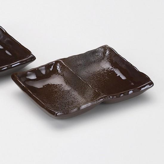 備前灰釉二品盛 和食器 仕切皿（2品皿・3品皿） 業務用 : 業務用食器