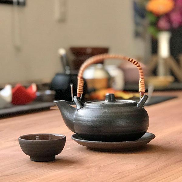 黒釉丸形土瓶むし 和食器 土瓶むし 業務用 和食 和風 松茸料理 銀杏