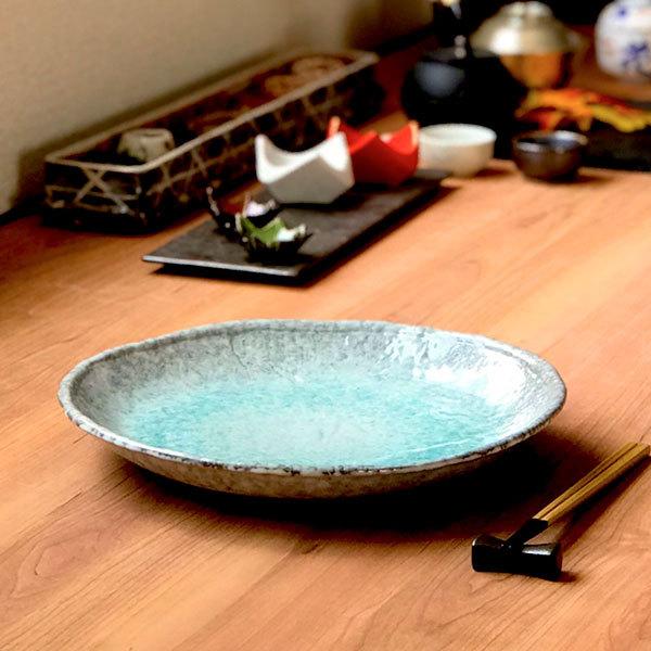 青釉10号丸皿 萬古焼 和食器 丸大皿 業務用 約30cm 和食 和風 ふぐ刺し