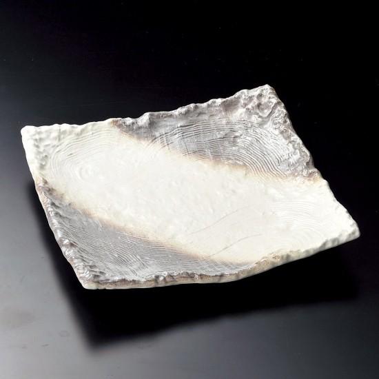かすみ志野10号四ツ足正角皿 萬古焼 和食器 角大皿 業務用 約31cm 和食