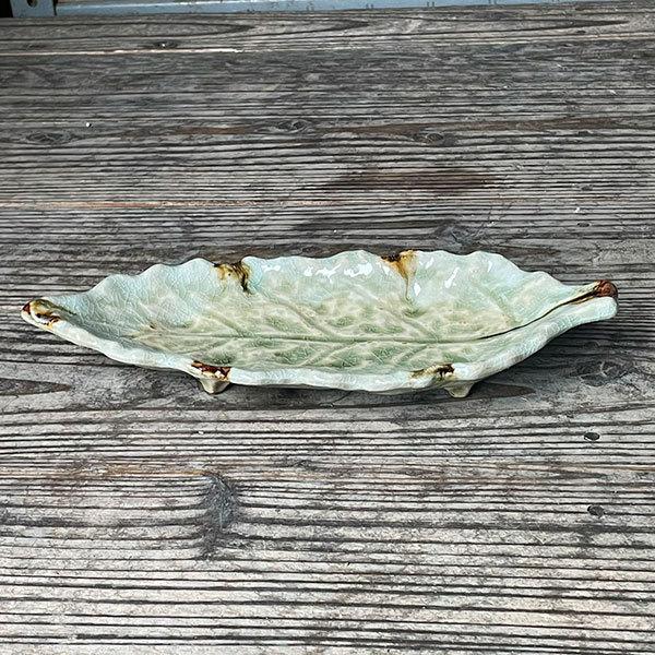 砂ビードロ木ノ葉突出皿 萬古焼 和食器 付出皿 業務用 約26cm 和食