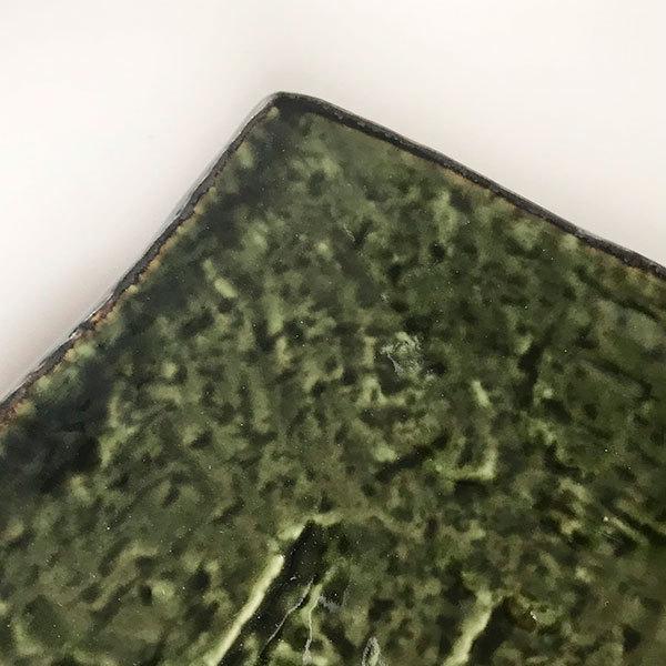 A1422-9/織部焼/梅紋長角皿5客/飾皿/盛皿/菓子皿/長皿/膾皿/懐石道具 織部9号長角皿 萬古焼 和食器 長角皿 業務用 約28.5cm 和食 和風 串物